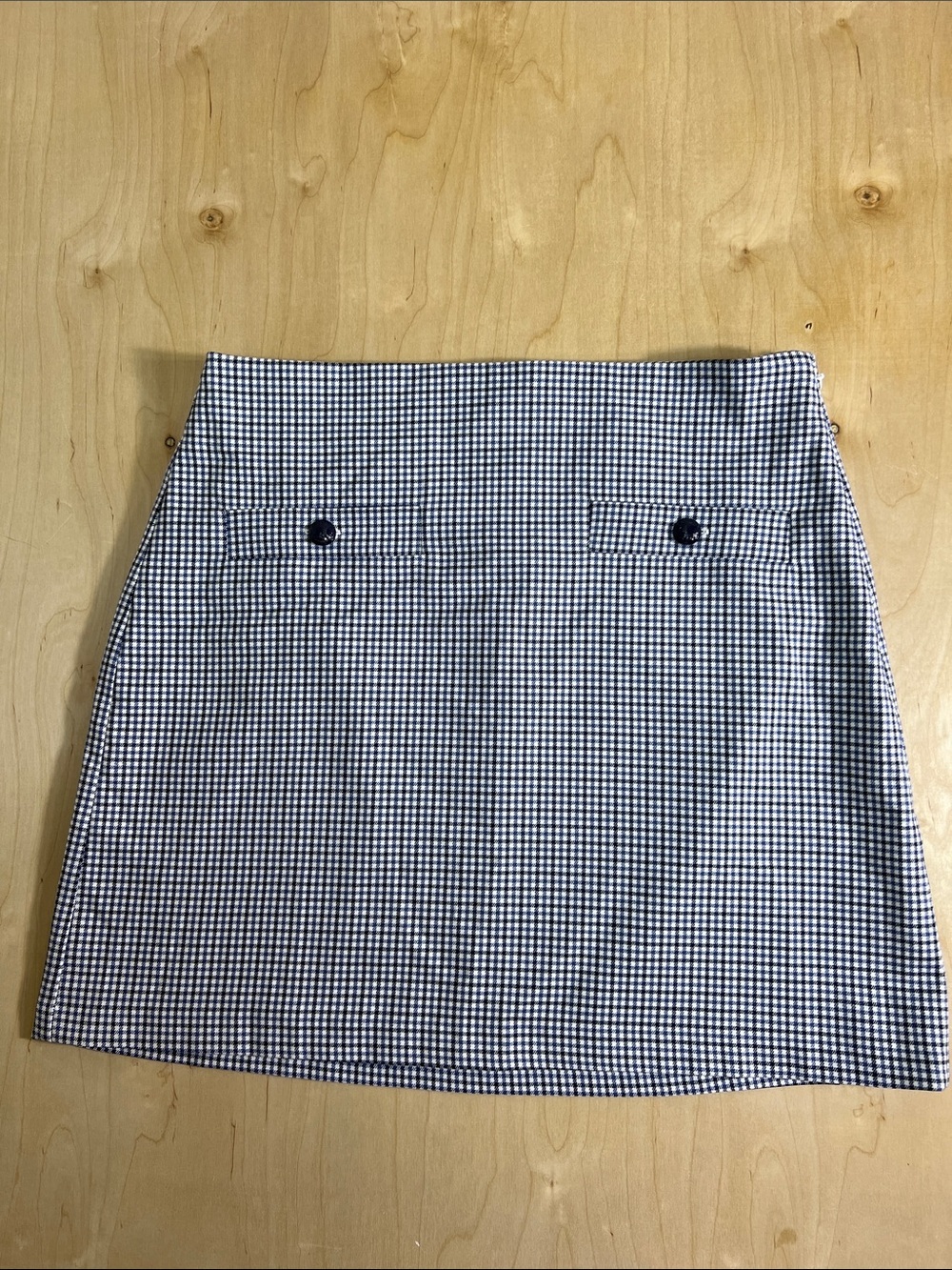 LOFT Blue and White Gingham Mini Skirt size 8